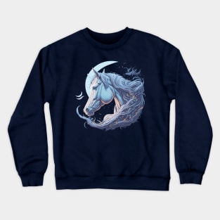 White Horse At Night Time Crewneck Sweatshirt